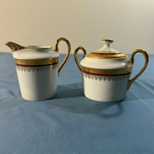 Vintage Limoges Porcelain Creamer & Sugar Bowl Set White Classic Decor
